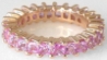 Princess cut natural pink sapphire eternity ring in gold