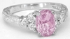 Natural Light Pink Sapphire Ring - Diamond Band in 14k white gold