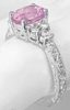 Genuine Pastel Pink Sapphire Ring - Carved Diamond Band in 14k white gold