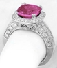 Large Cushion Intense Pink Sapphire and Diamond Ring in 14k white gold