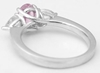 Past Present Future Oval Pink Sapphire and Trillion White Sapphire Ring in 14k white gold