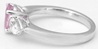 Past Present Future 2 carat Oval Pink Sapphire and Trillion White Sapphire Ring in 14k white gold
