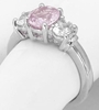 Three Stone 2.12 ctw Unheated Pink Sapphire and White Sapphire Ring in 14k gold