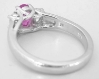 Natural oval sapphire three stone engagement ring with real oval diamonds 14k white gold for sale