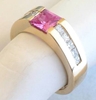 Tank Ring with Pink Sapphire in Yellow Gold