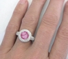 Hand View of Round Pink Sapphire Ring in 14k