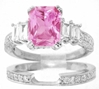 Pink Sapphire Engagement Set