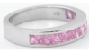 Side View of Bubble Gum Pink Sapphire Stackable Anniversary Rings in 14k white gold