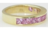 Channel Set Anniversary Band Ring with 2.5mm Princess Cut Natural Pink Sapphires in 14k yellow gold