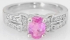 Natural pink sapphire ring in 14k white gold