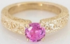 Ornate Pink Sapphire Solitaire Ring