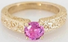 Ornate Pink Sapphire Solitaire Ring