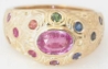 Natural pink sapphire ring in 14k yellow gold