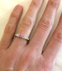 Petite East West Set Pink Sapphire Ring with Real Baguette Diamonds in 14k white gold