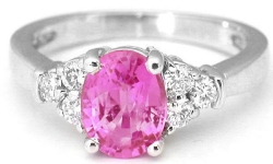 Natural pink sapphire ring in 14k white gold