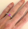Pink Sapphire and Diamond Ring in 14k White Gold