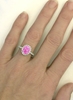 Natural Pink Sapphire Ring - Oval Cut Sapphire and Real Diamond Halo Ring in 14k white gold