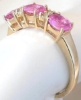 Oval Natural Pink Sapphire Band Ring in 14k yellow gold -Triple East West Set Sapphires