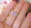 Cushion Cut Genuine Pink Sapphire Ring with Baguette and Pave Diamonds in real 18k white gold for sale