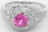 Natural pink sapphire ring in 14k white gold