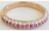 Three Row Pink Sapphire Diamond Anniversary Band in 14k rose gold