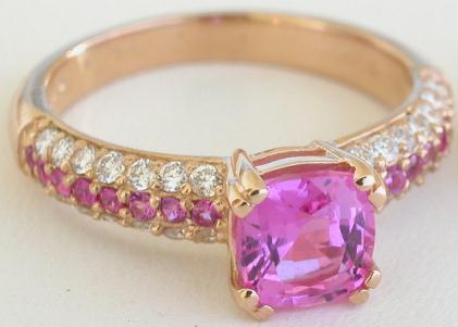 2.62 ctw Pink Sapphire and Diamond Ring in 14k rose gold (SSR-5293)