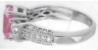 Pink Sapphire Diamond Engagement Ring Side View Shwoing Three Rows of Bead Set Round Diamonds