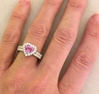 Platinum Natural Heart Pink Sapphire Engagement Ring with Real Diamonds