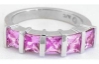Princess cut natural pink sapphire ring in 14k white gold