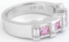 Pink Sapphire Baguette Diamond Ring
