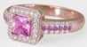 Princess Pink Sapphire Diamond Ring
