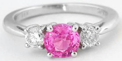 3 Stone Pink Sapphire Ring