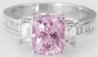 Natural 2.22 carat Light Pink Sapphire and Fancy Baguette Diamond Ring in Platinum - Heirloom Quality