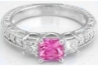 Princess cut natural pink sapphire ring in 14k white gold
