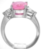 Natural Ceylon Bubblegum Pink Sapphire and Diamond Three Stone Ring in Platinum
