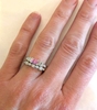 Petite East West Set Natural Radiant Pink Sapphire Ring and Band Engagement Set in real 14k white gold for sale