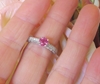 Ornate Round Genuine Pink Sapphire Ring in white gold for sale