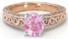Solitaire set natural pink sapphire ring in 14k rose gold
