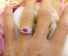 Platinum Untreated Natural Pink Sapphire Three Stone Engagement Ring with Princess White Sapphires for sale