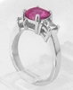 Expensive Platinum Untreated Natural Pink Sapphire Three Stone Engagement Ring with Princess Cut White Sapphires
