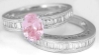 Natural pink sapphire engagement ring in 18k white gold