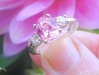 Large Oval Natural Pink Sapphire and Diamond Three Stone Ring in 14k white gold for sale