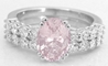 Natural Light Pink Sapphire Engagement Ring Wedding Set in 14k white gold