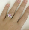 Pink Sapphire Engagement Ring Set - Natural Sapphire in Carved Band in white gold