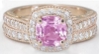 Cushion Pink Sapphire and Diamond Engagement Ring in 14k rose gold