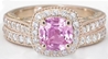 Cushion Pink Sapphire and Diamond Engagement Ring in 14k rose gold