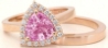 Trillion Pink Sapphire Engagement Ring Set in 14k rose gold