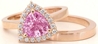 Trillion Pink Sapphire Engagement Ring Set in 14k rose gold