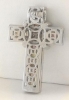Natural fancy sapphire multi color cross with diamonds in 14k white gold