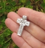 White Gold Natural Multi Color Sapphire Cross Pendant